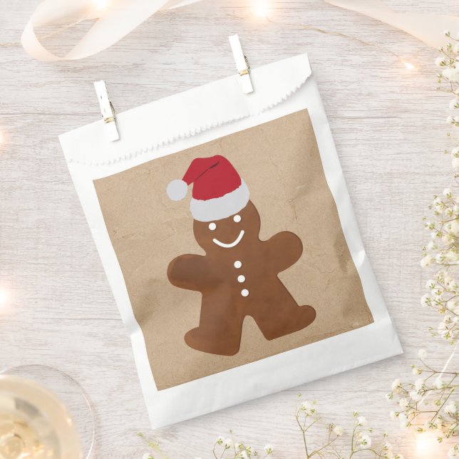 Cute Christmas Gingerbread Man Cookies Kraft  Favour Bags (Clipped)