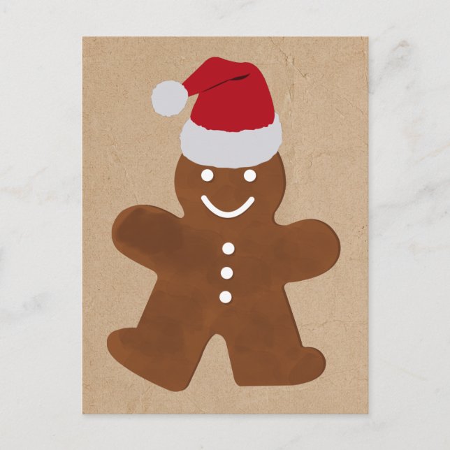 Cute Christmas Gingerbread Man Cookies Kraft  Holiday Postcard (Front)