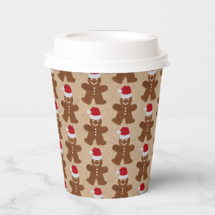 Cute Christmas Gingerbread Man Cookies Kraft Paper Cups