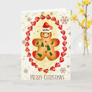 Cute Christmas Gingerbread Man Holiday Card