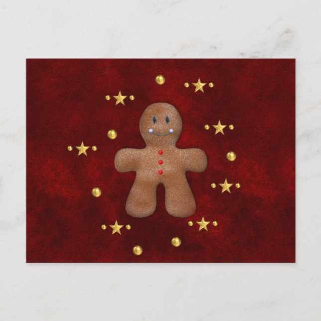 Cute Christmas Gingerbread Man Holiday Postcard (Front)