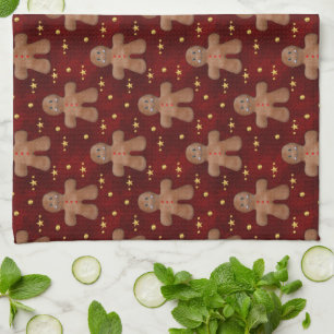 Cute Christmas Gingerbread Man Tea Towel