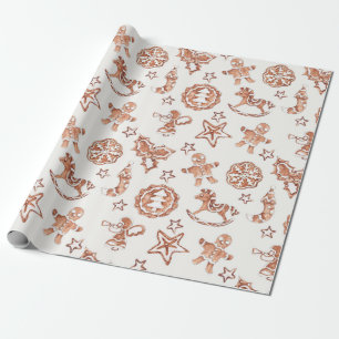 Cute Christmas Gingerbread Pattern Wrapping Paper