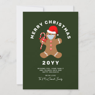 Cute Christmas Gingerbread Script Name Family Holiday Card