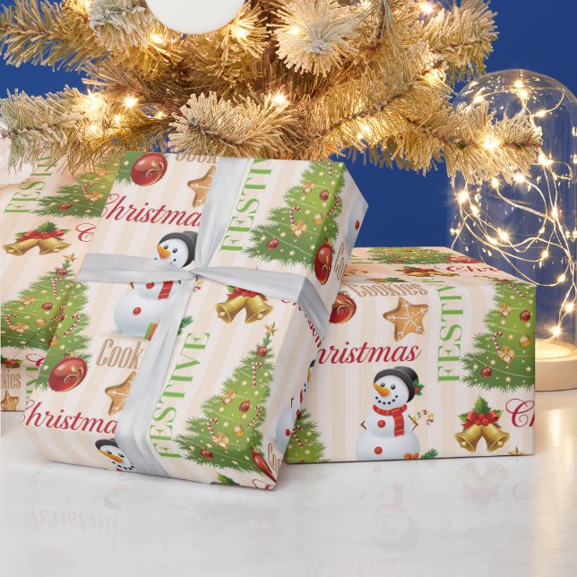 Cute Christmas Gingerbread/Snowman Wrapping Paper (Holidays)