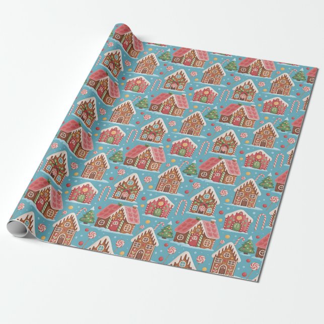 Cute Christmas Gingerbread Wrapping Paper (Unrolled)