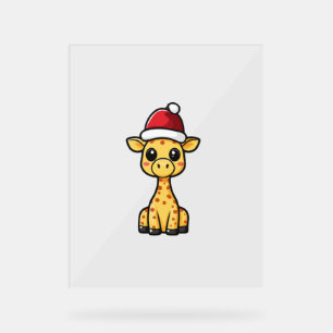 Cute Christmas Giraffe Comic   Acrylic Sign