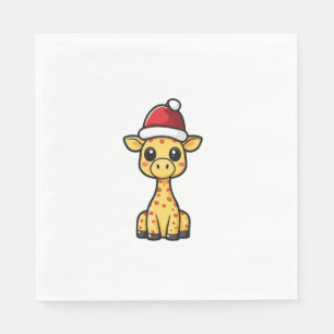 Cute Christmas Giraffe Comic Napkin