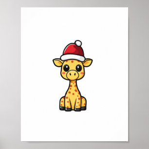 Cute Christmas Giraffe Comic   Poster
