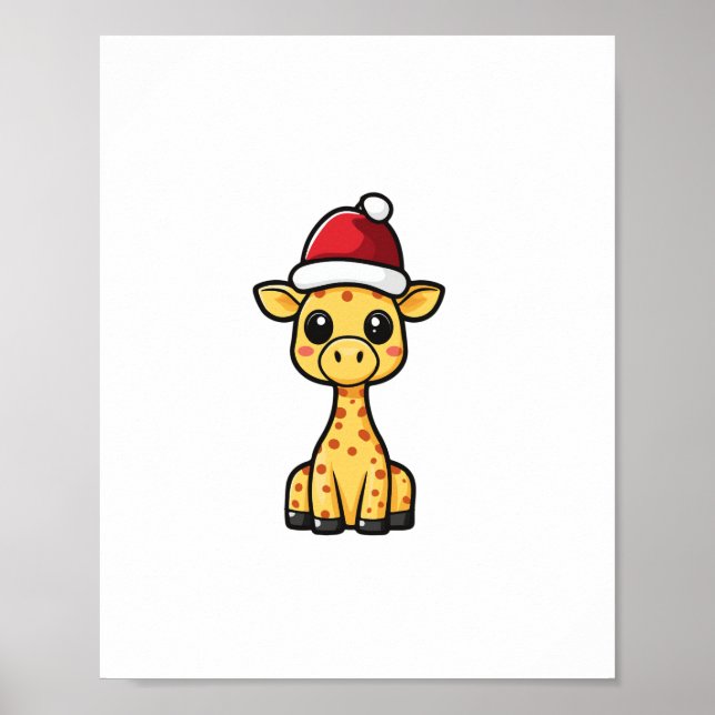 Cute Christmas Giraffe Comic   Poster (Front)