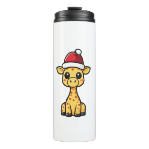 Cute Christmas Giraffe Comic   Thermal Tumbler