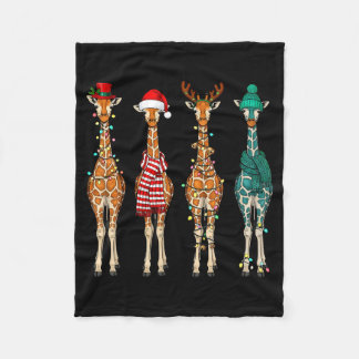 Cute Christmas Giraffe Funny Animal Lover Gift Kid Fleece Blanket