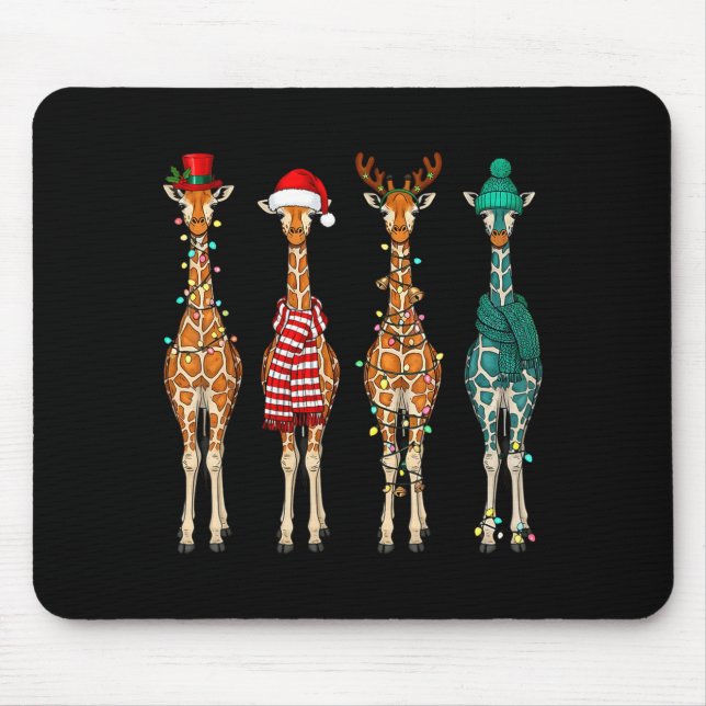 Cute Christmas Giraffe Funny Animal Lover Gift Kid Mouse Mat (Front)