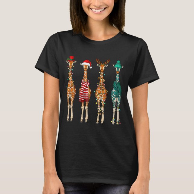 Cute Christmas Giraffe Funny Animal Lover Gift Kid T-Shirt (Front)