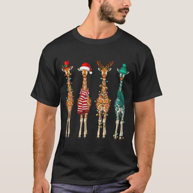 Cute Christmas Giraffe Funny Animal Lover Gift Kid T-Shirt (Front)