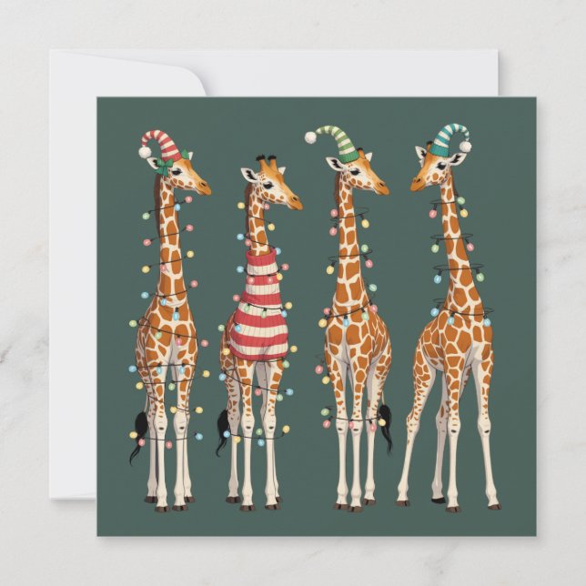 Cute Christmas Giraffe Funny Holiday Animal Lover Card (Front)