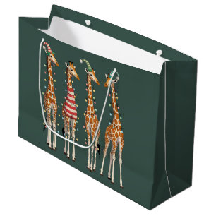 Cute Christmas Giraffe Funny Holiday Animal Lover Large Gift Bag