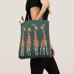 Cute Christmas Giraffe Funny Holiday Animal Lover Tote Bag