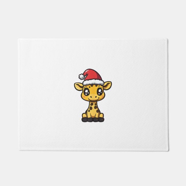 Cute Christmas Giraffe Xmas Comic  Doormat (Front)
