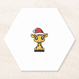 Cute Christmas Giraffe Xmas Comic Paper Coaster