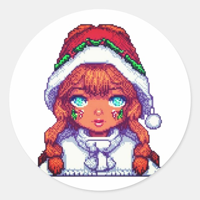 Cute Christmas  girl Classic Round Sticker (Front)