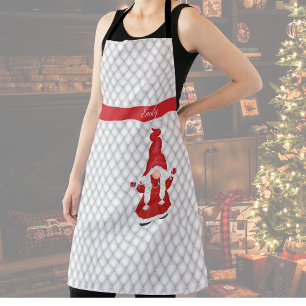 Cute Christmas Girl Gnome Personalised   Apron