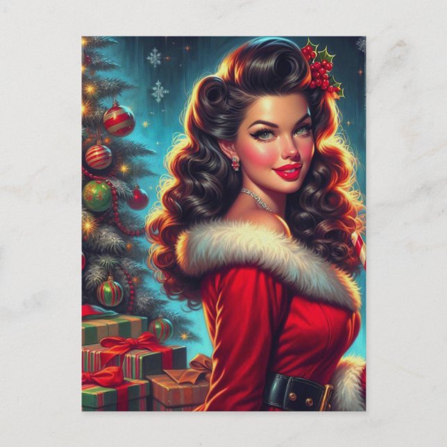 Cute Christmas Girl Postcard (Front)