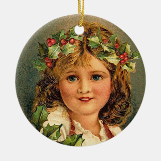 Cute Christmas Girl Vintage Ornament (Front)