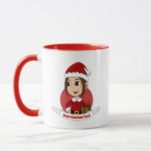 Cute Christmas girl with brown hair Mug