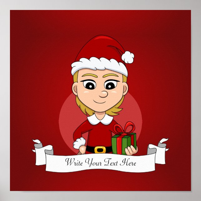 Cute Christmas girl with short blonde hair Poster (Front)