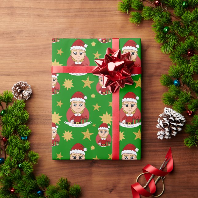 Cute Christmas girl with short blonde hair Wrapping Paper (Holiday Gift)