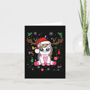 Cute Christmas Girls Women Xmas Unicorn Deer Chri Card