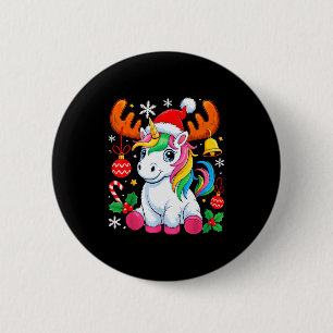 Cute Christmas Girls Women Xmas Unicorn Deer Xmas 6 Cm Round Badge