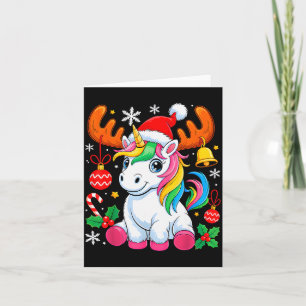 Cute Christmas Girls Women Xmas Unicorn Deer Xmas  Card