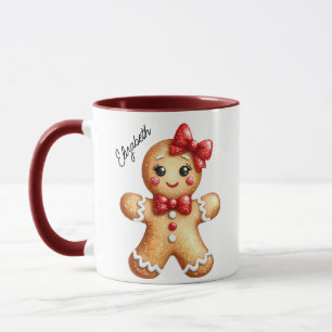 Cute Christmas Girly Gingerbread Monogram Mug