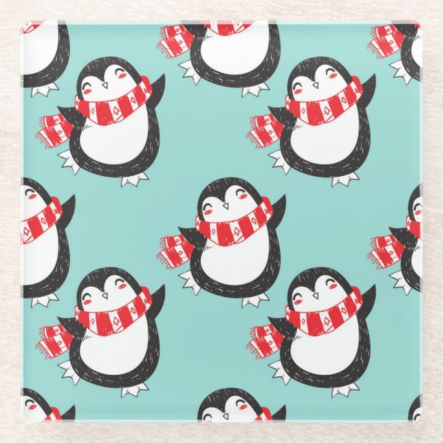 Cute Christmas Glass Coaster (Front)