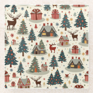 Cute Christmas Glass Coaster