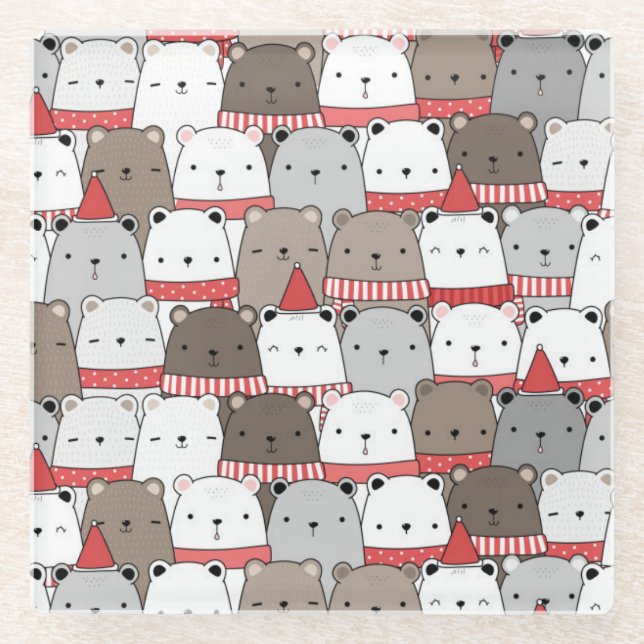 Cute Christmas Glass Coaster (Front)