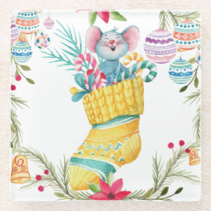 Cute Christmas Glass Coaster