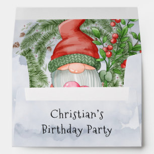 Cute Christmas Gnome Birthday Party Envelope