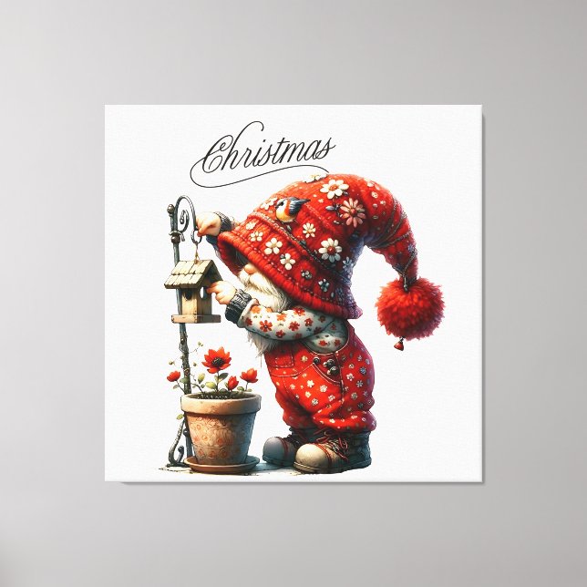Cute Christmas Gnome Canvas Print (Front)