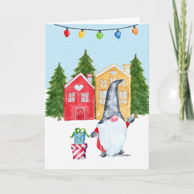 Cute Christmas Gnome Card (Front)
