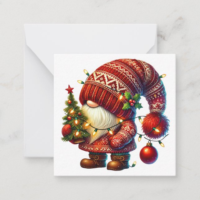 Cute Christmas Gnome Card (Front)