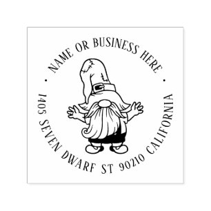 Cute Christmas Gnome Cartoon Name Return Address Self-inking Stamp