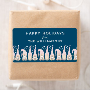 Cute Christmas Gnome Family Blue Personalised