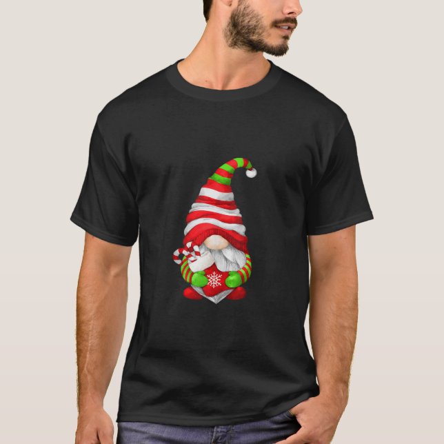 Cute Christmas Gnome For Women With Xmas Stocking  T-Shirt (Front)