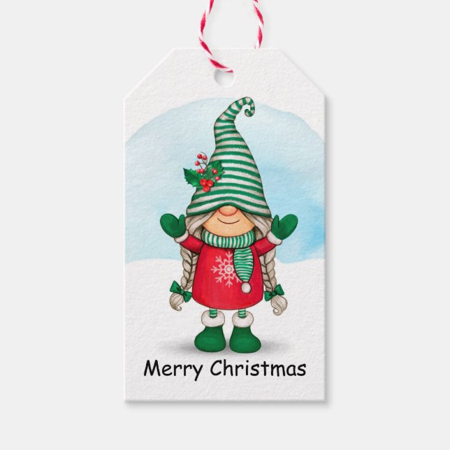 Cute Christmas Gnome Gift Tags (Front)