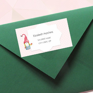 Cute Christmas Gnome Girl Monogrammed Label