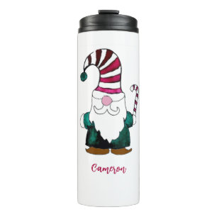 Cute Christmas Gnome Hand-Illustrated Holiday Thermal Tumbler