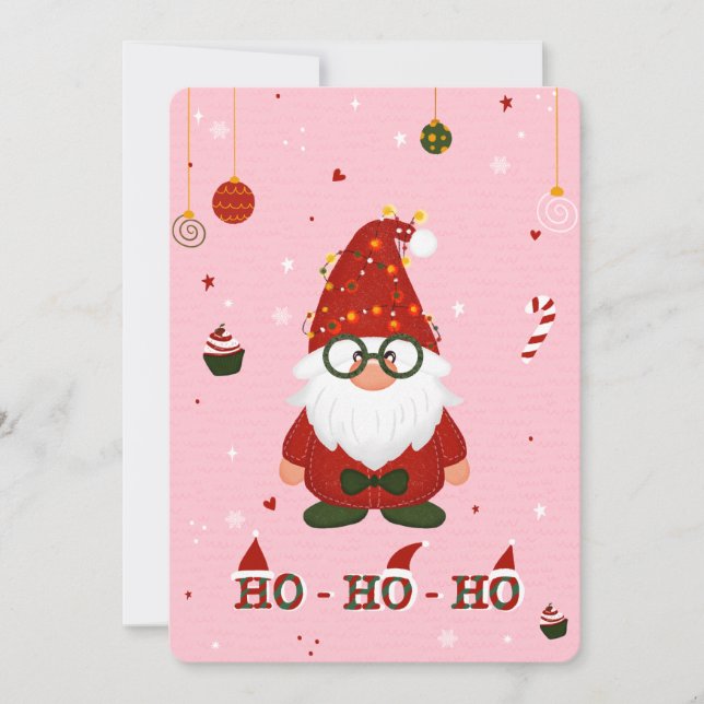 Cute Christmas Gnome Holiday Card (Front)